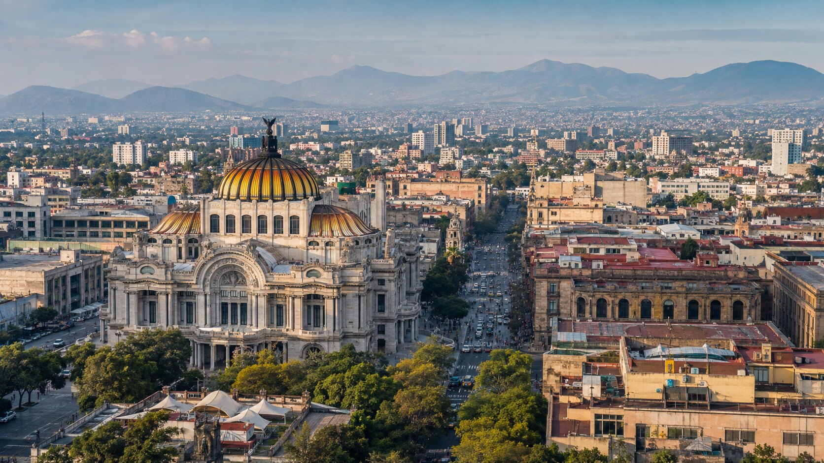 Mexico City historic architecture and urban life